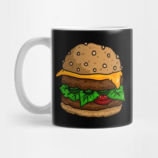 fast food burger bun. tasty hand drawn art by JJadx. Mug